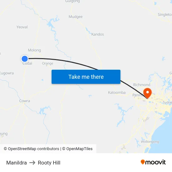 Manildra to Rooty Hill map