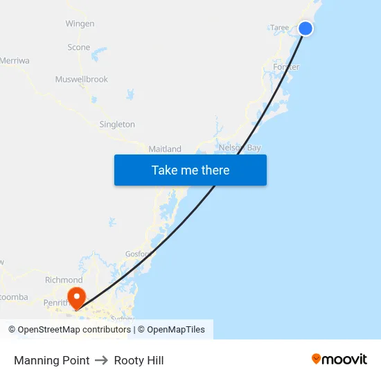 Manning Point to Rooty Hill map