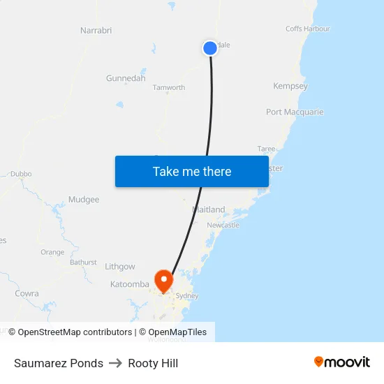 Saumarez Ponds to Rooty Hill map