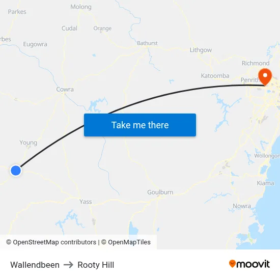 Wallendbeen to Rooty Hill map