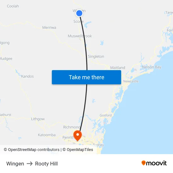 Wingen to Rooty Hill map