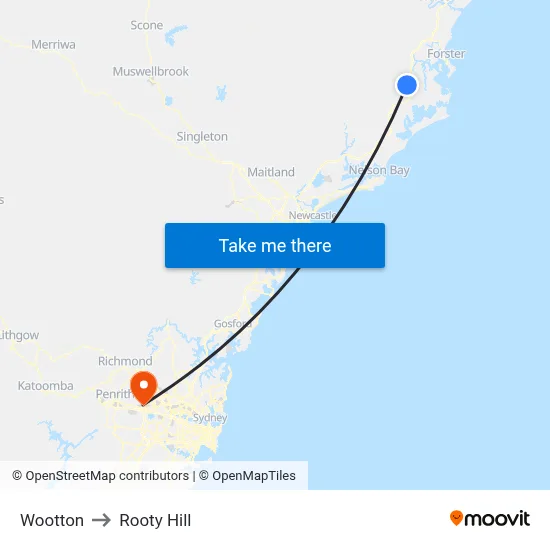 Wootton to Rooty Hill map
