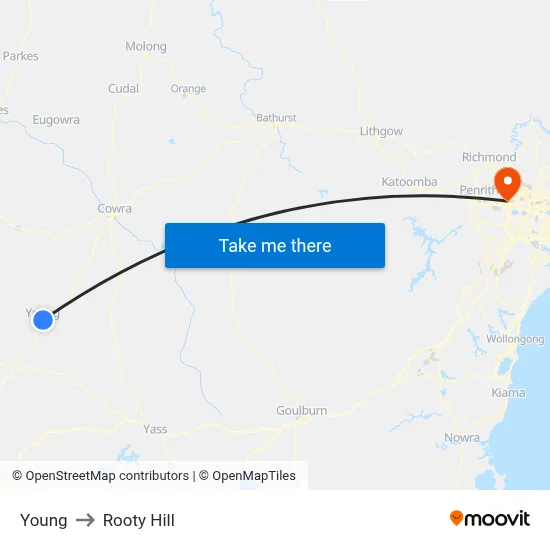 Young to Rooty Hill map
