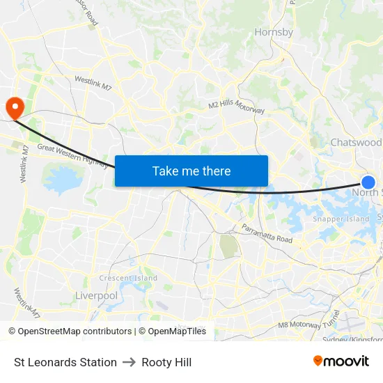 St Leonards Station to Rooty Hill map