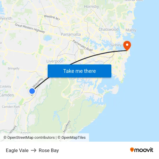 Eagle Vale to Rose Bay map