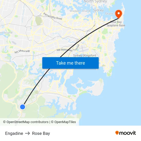 Engadine to Rose Bay map