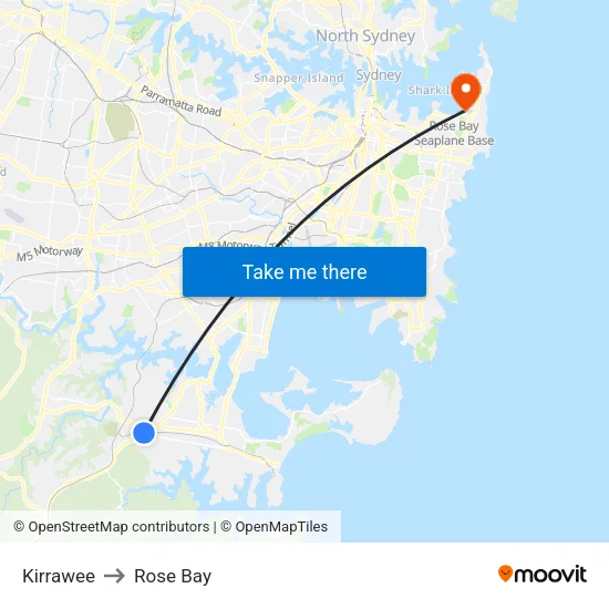 Kirrawee to Rose Bay map