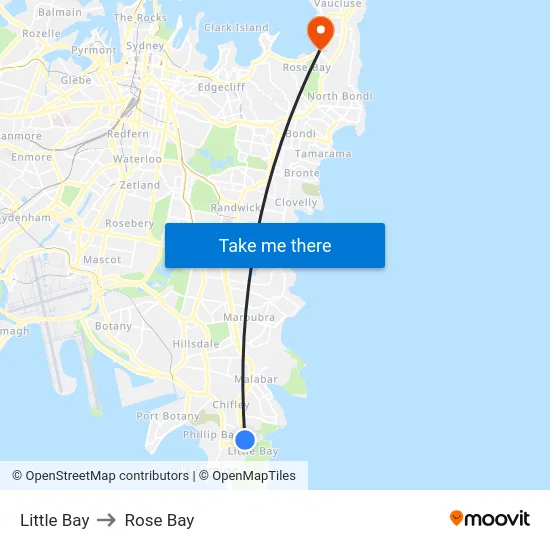 Little Bay to Rose Bay map