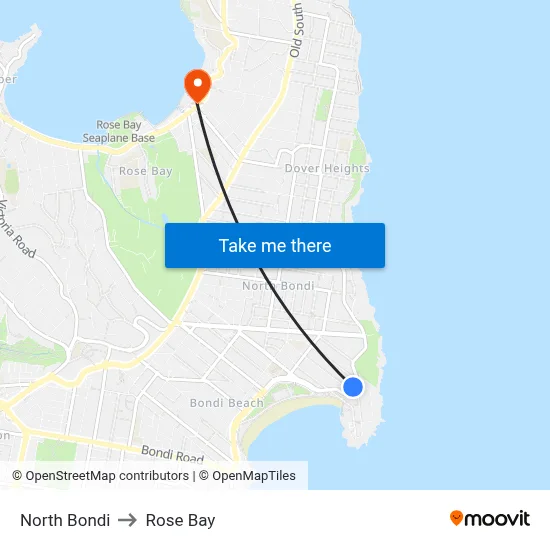 North Bondi to Rose Bay map