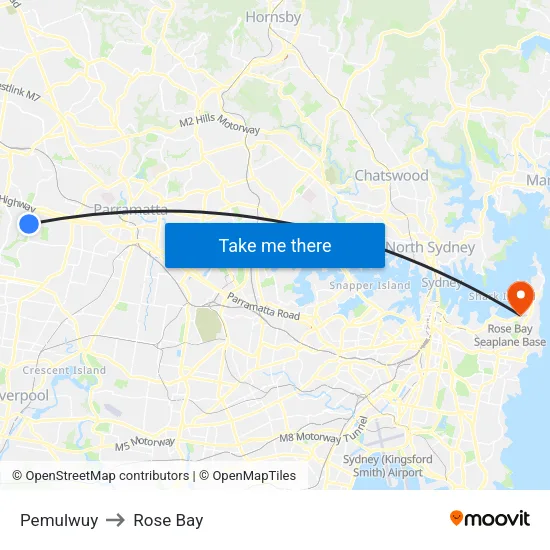 Pemulwuy to Rose Bay map