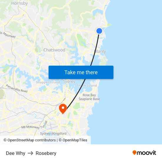 Dee Why to Rosebery map