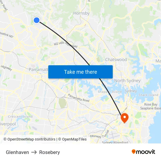 Glenhaven to Rosebery map
