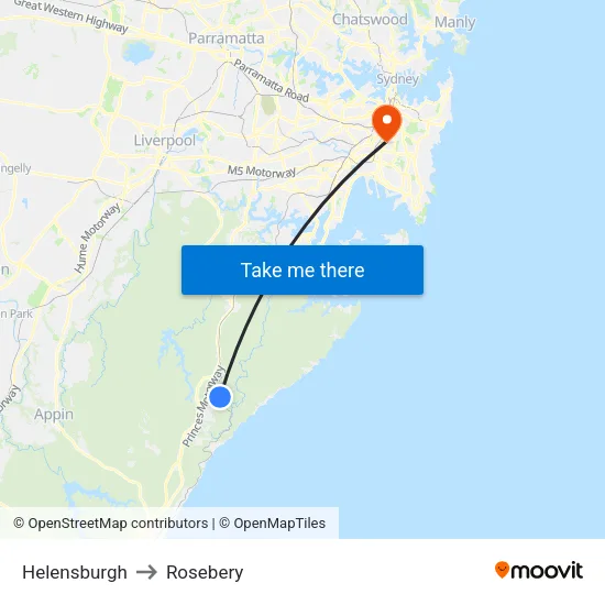 Helensburgh to Rosebery map