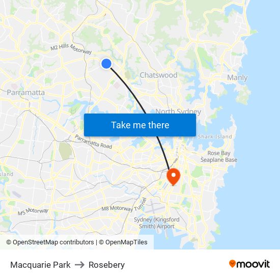 Macquarie Park to Rosebery map