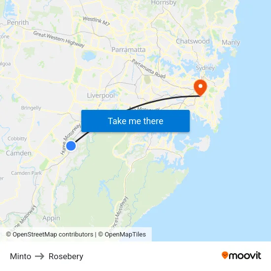 Minto to Rosebery map