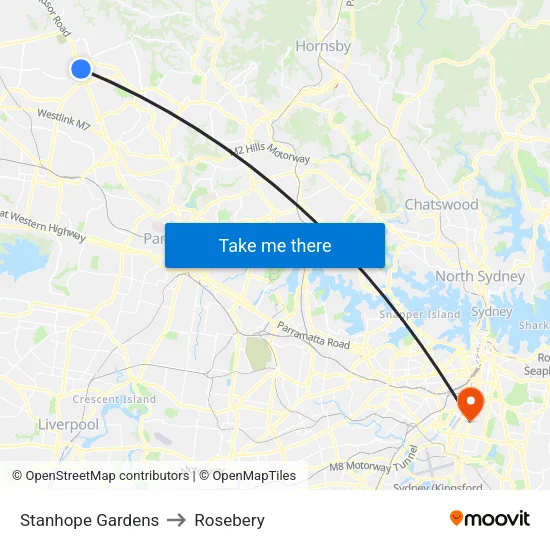 Stanhope Gardens to Rosebery map