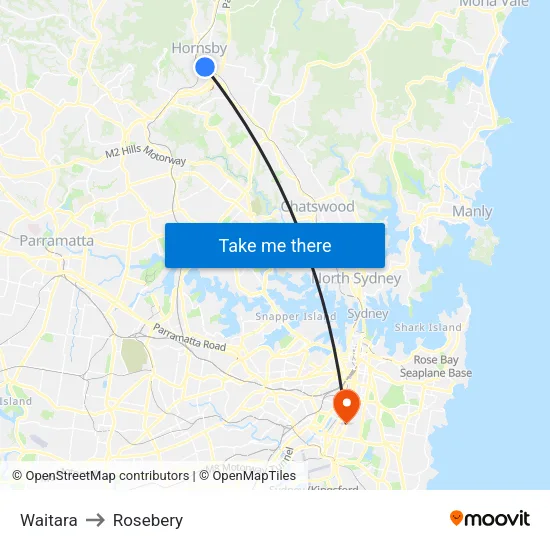 Waitara to Rosebery map