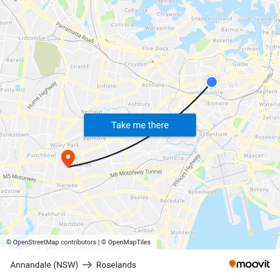 Annandale (NSW) to Roselands map