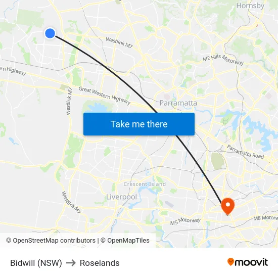 Bidwill (NSW) to Roselands map