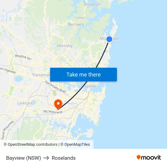 Bayview (NSW) to Roselands map