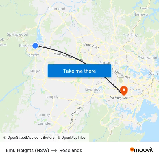 Emu Heights (NSW) to Roselands map