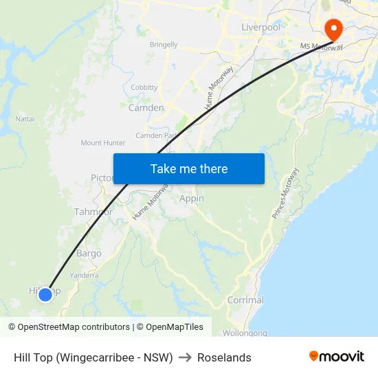 Hill Top (Wingecarribee - NSW) to Roselands map