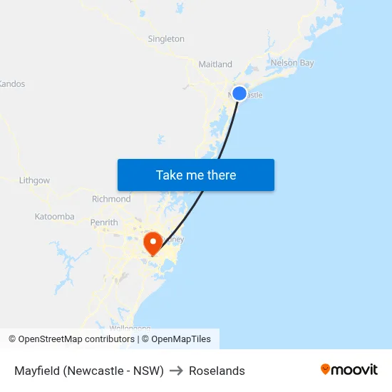 Mayfield (Newcastle - NSW) to Roselands map