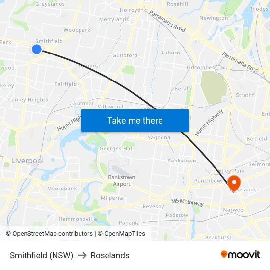 Smithfield (NSW) to Roselands map