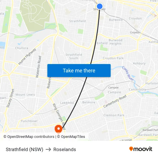 Strathfield (NSW) to Roselands map