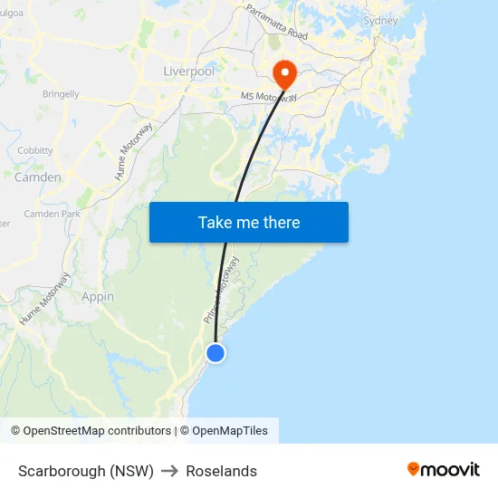 Scarborough (NSW) to Roselands map
