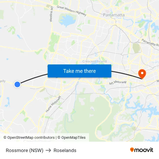 Rossmore (NSW) to Roselands map
