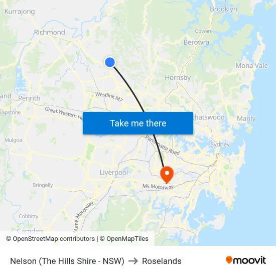 Nelson (The Hills Shire - NSW) to Roselands map