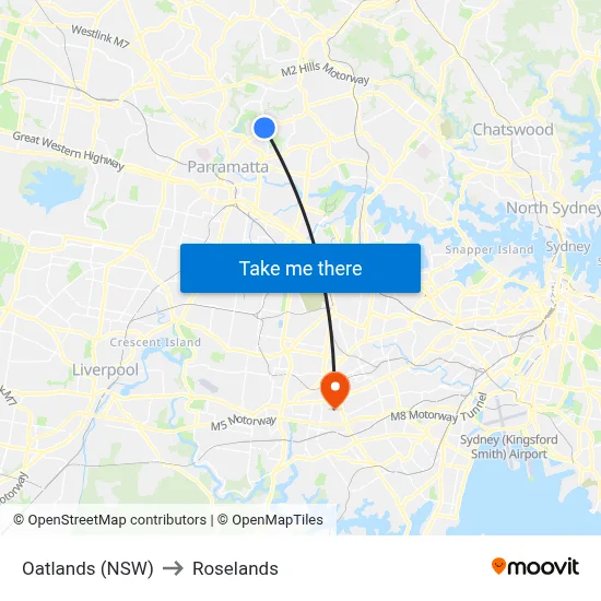 Oatlands (NSW) to Roselands map
