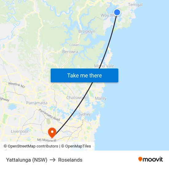 Yattalunga (NSW) to Roselands map