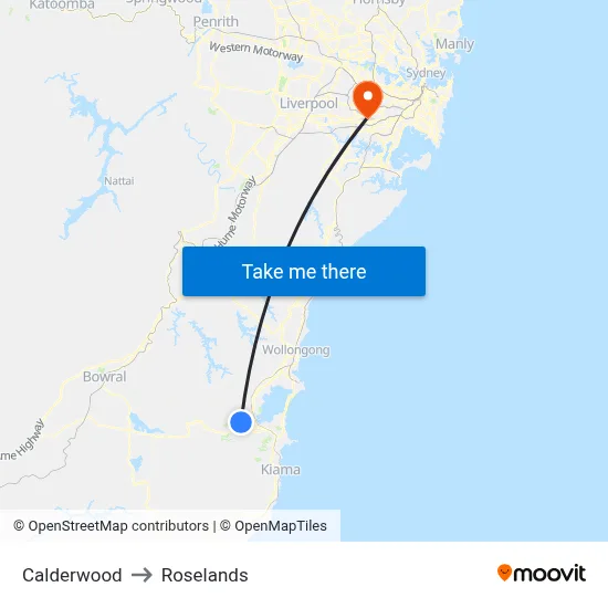 Calderwood to Roselands map