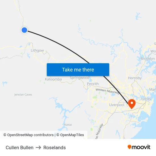 Cullen Bullen to Roselands map