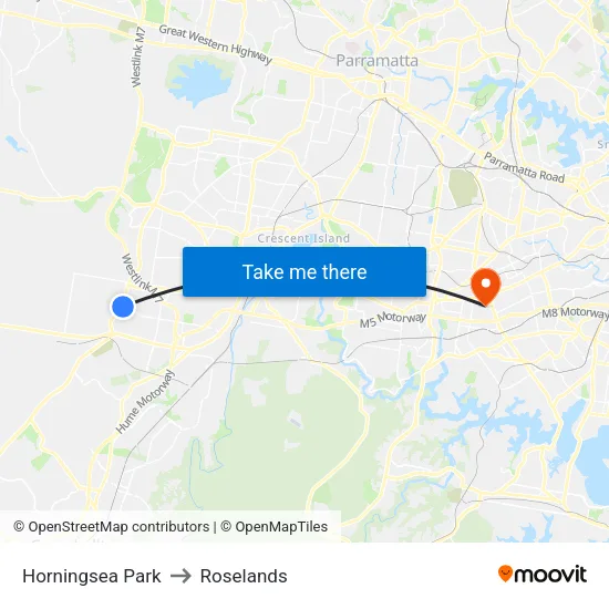 Horningsea Park to Roselands map