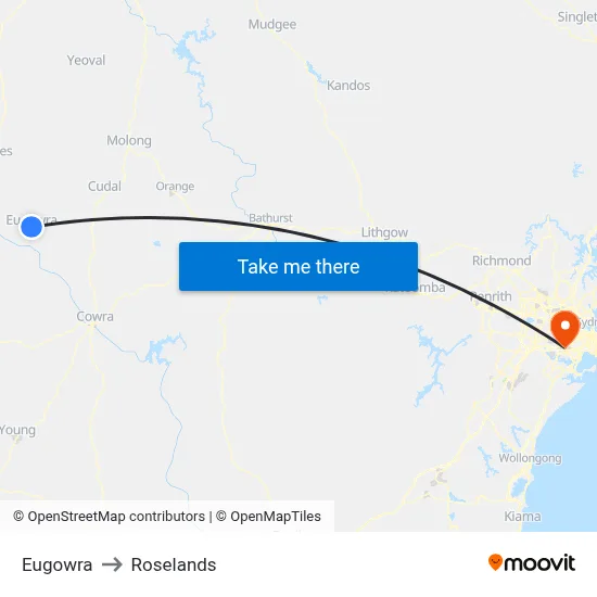 Eugowra to Roselands map