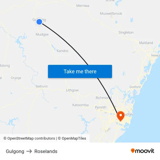 Gulgong to Roselands map
