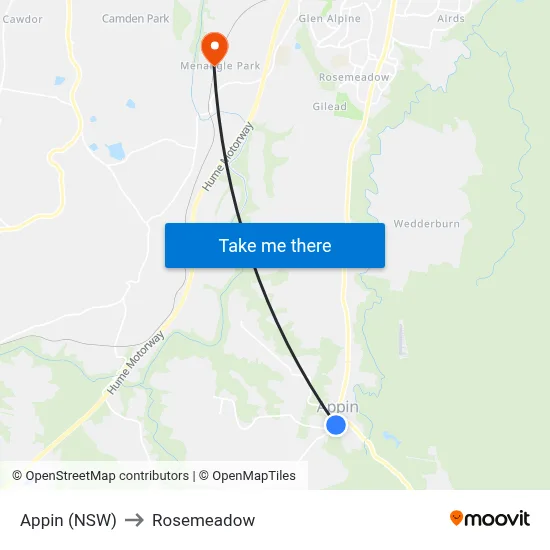 Appin (NSW) to Rosemeadow map