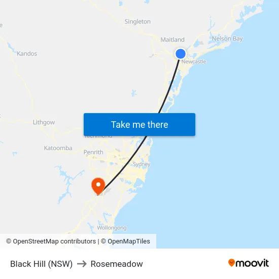 Black Hill (NSW) to Rosemeadow map