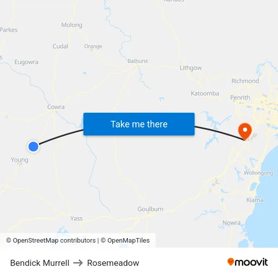 Bendick Murrell to Rosemeadow map