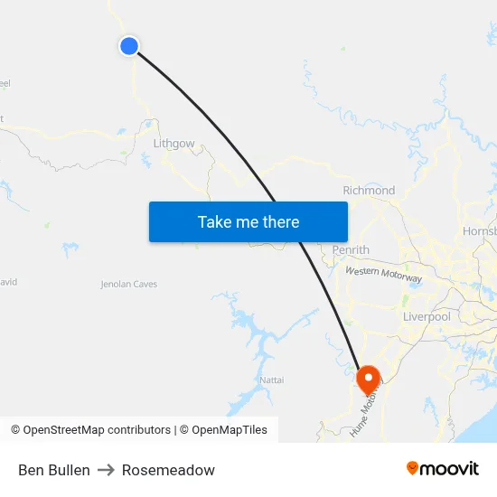 Ben Bullen to Rosemeadow map