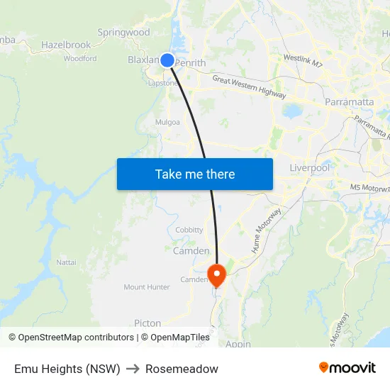 Emu Heights (NSW) to Rosemeadow map