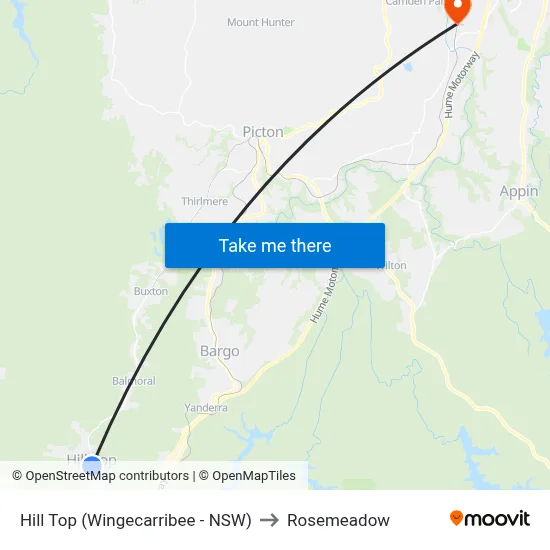 Hill Top (Wingecarribee - NSW) to Rosemeadow map