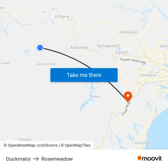 Duckmaloi to Rosemeadow map