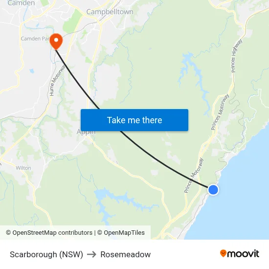 Scarborough (NSW) to Rosemeadow map