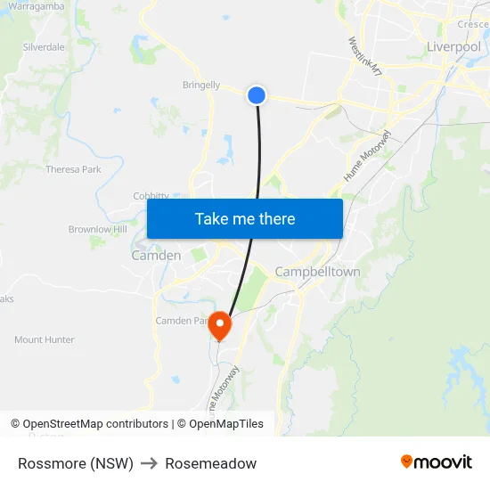 Rossmore (NSW) to Rosemeadow map