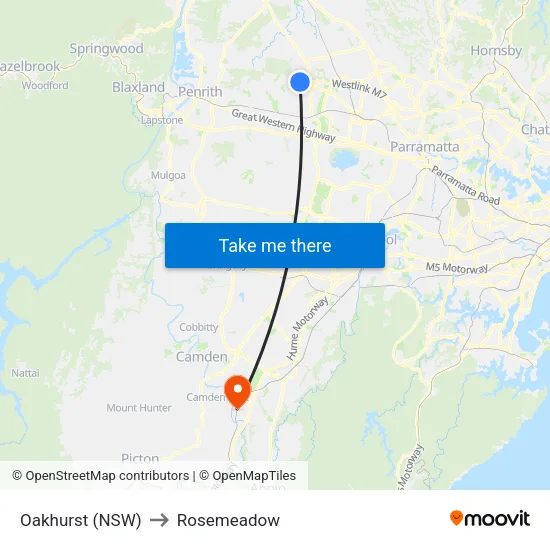 Oakhurst (NSW) to Rosemeadow map