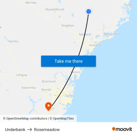 Underbank to Rosemeadow map